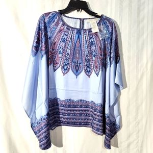 THE MUSES LOUNGE MULTICOLOR PREWRINKLE BLOUSE XS